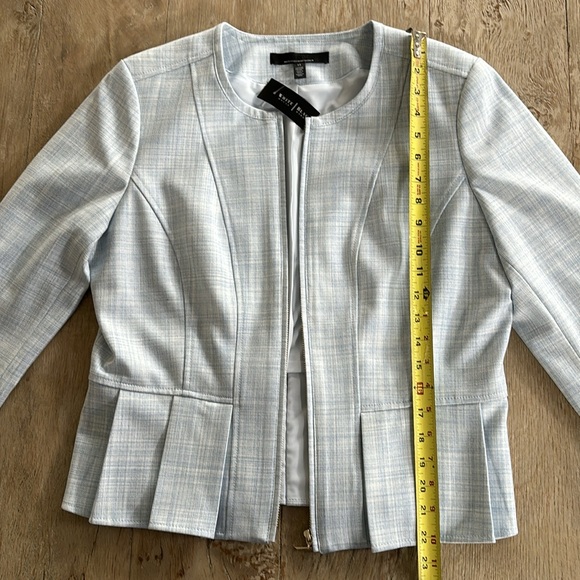 NWT White House Black Market plaid Blue-white soft plaid Blazer Jacket sz 12 - Picture 10 of 12